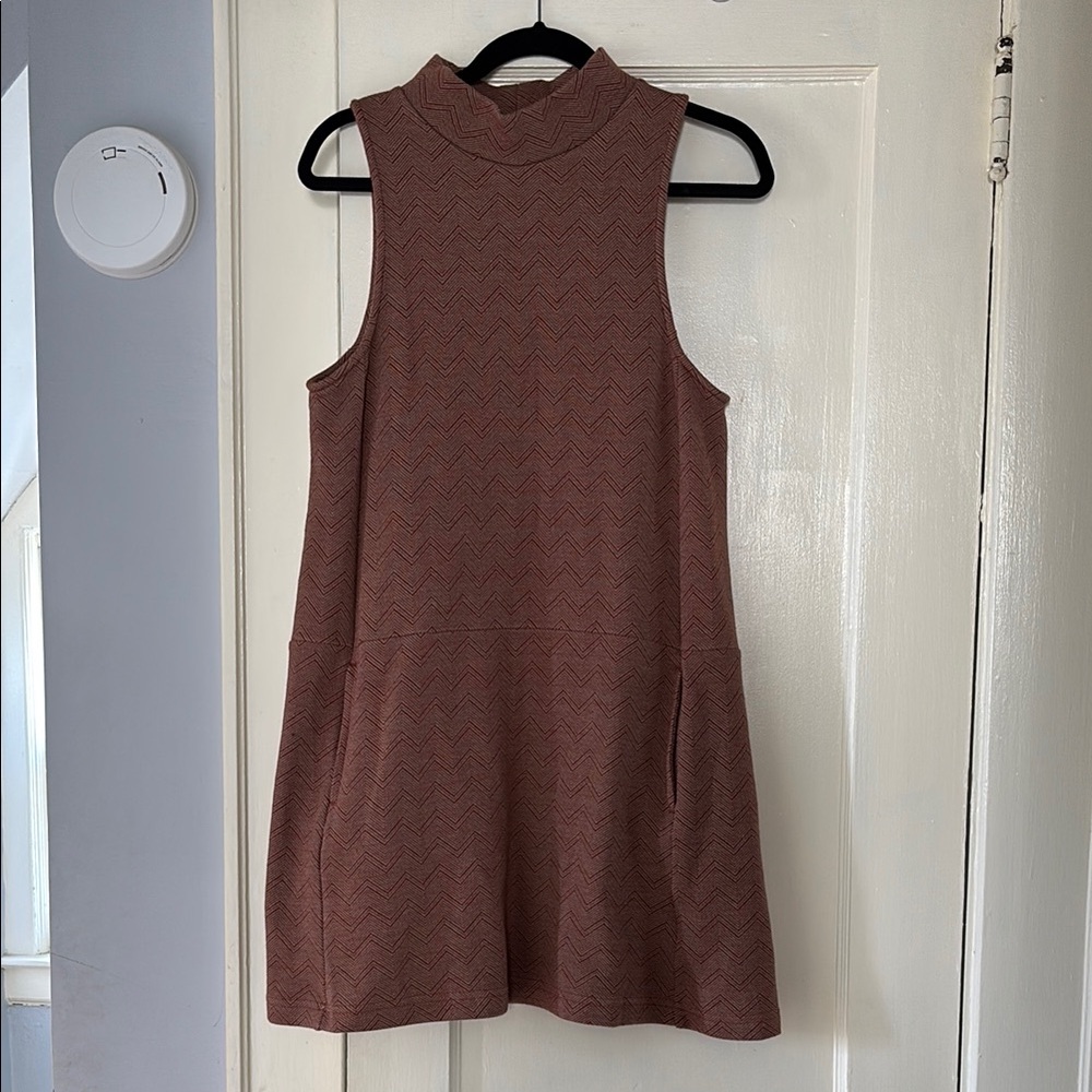 Brown Sleeveless A-line Mini Dress with Mock Neck Large